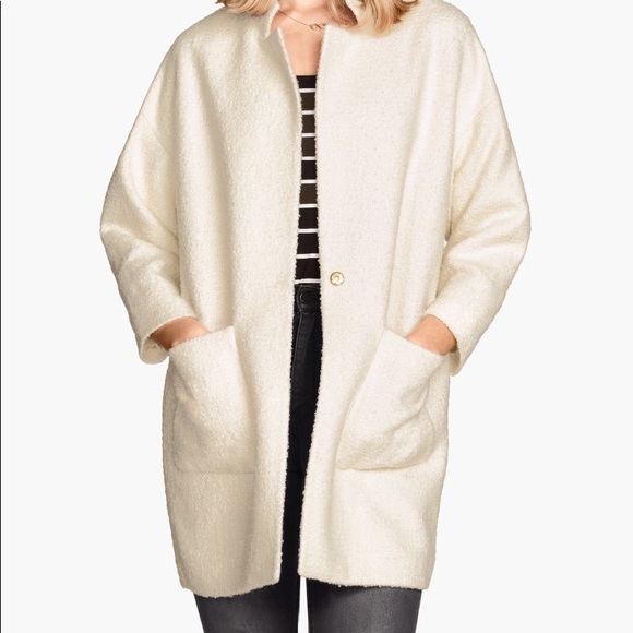 white boucle coat